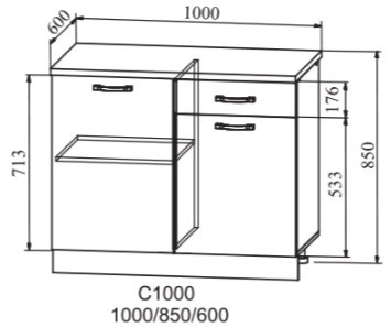 Шкаф нижний 1000 Скала