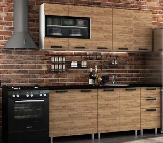 Кухня 2,0 м Крафт с цельной столешницей 38 мм