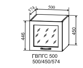Шкаф верхний 500 стекло высокий глубокий горизонтальный Ройс
