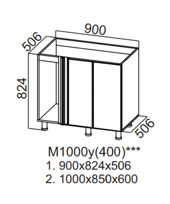 Шкаф нижний 1000 (400) угловой под мойку Вельвет