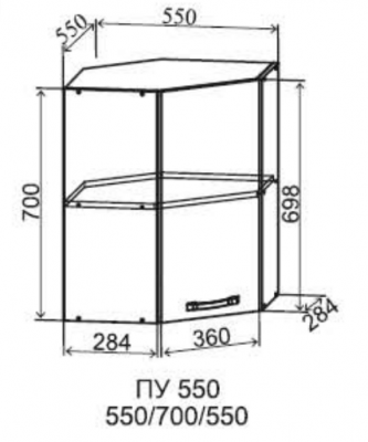 Шкаф верхний угловой 550/700 Монца