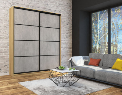 Шкаф-купе Лофт 2000 глубина 470 фасад МДФ бетон 3г