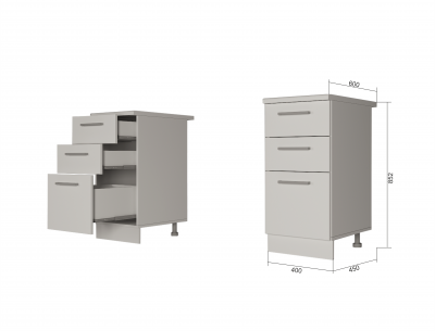 Шкаф нижний 400 с 3 ящиками Санвут