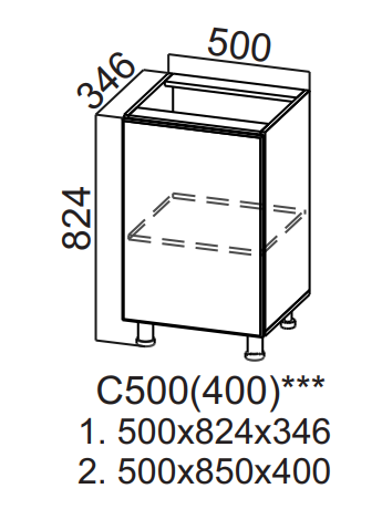 Шкаф нижний 500 (400) Вельвет
