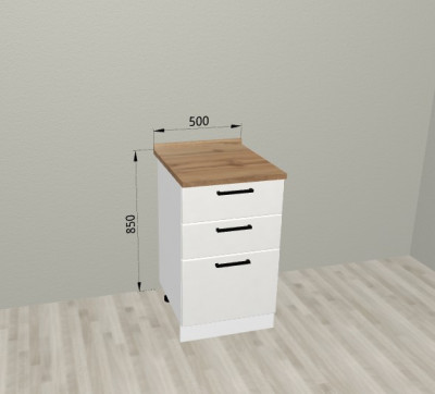 Шкаф нижний 500 с 3 ящиками Санвут