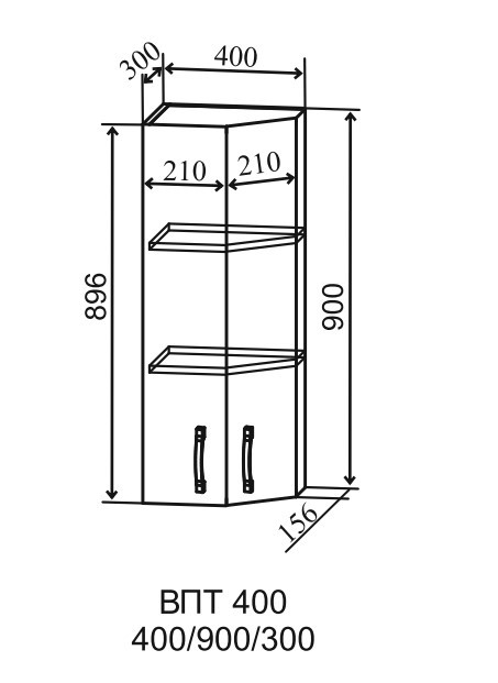 Шкаф верхний торцевой 400 Тренто