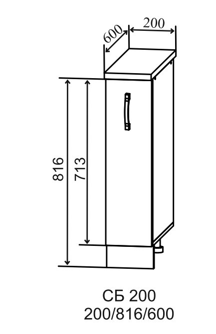 Шкаф нижний СБ 200/2 бутылочница (без корзины) Тренто