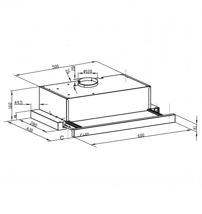 Встраиваемая вытяжка LEX HOGAN 600 BLACK