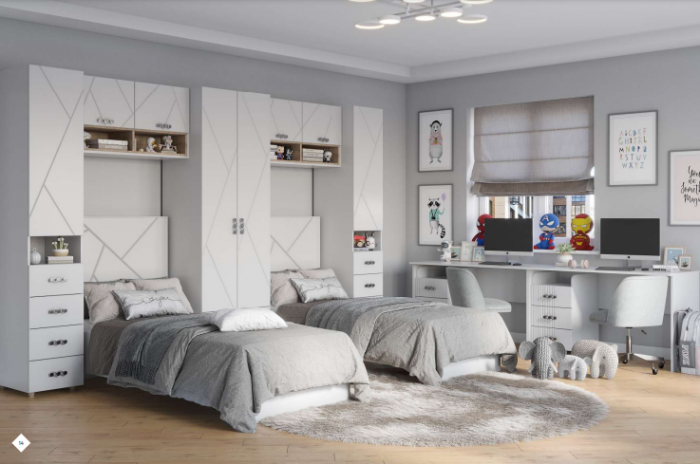 Шкаф 2-ств. с 2-мя ящиками с полками Сандра