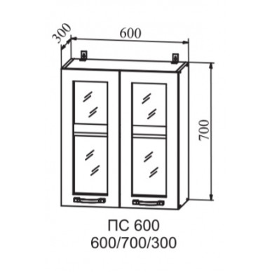 Шкаф верхний 600 стекло Квадро (ДСВ)