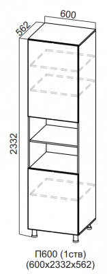 Пенал с нишей 1 ств. 600/2332 Вельвет