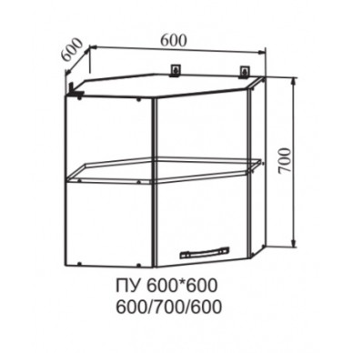 Шкаф верхний 600 угловой Квадро (ДСВ)