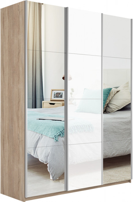 Шкаф-купе Прайм 3-х дв. с 2 зеркалами и стеклом 1800 Е1