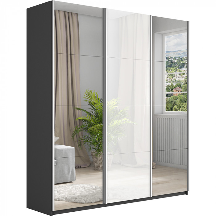 Шкаф-купе Прайм 3-х дв. с 2 зеркалами и стеклом 1800 Е1