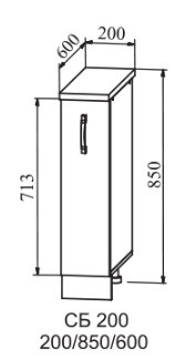 Шкаф нижний СБ 200/2 бутылочница (без корзины) Квадро (ДСВ)