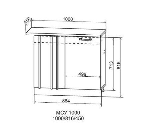 Шкаф нижний малой глубины угловой 1000 Арка
