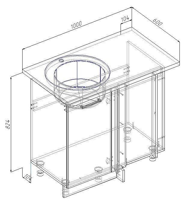 Шкаф нижний 1000 угловой Санвут