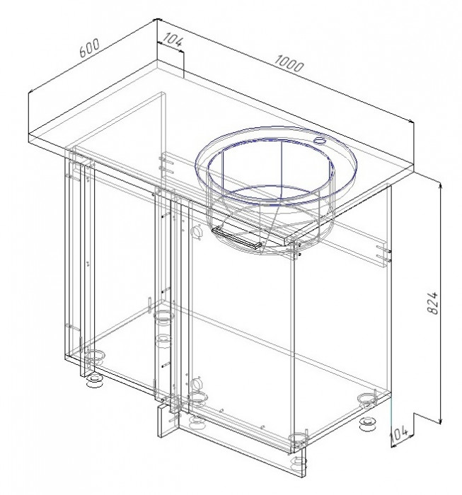 Шкаф нижний 1000 угловой Санвут