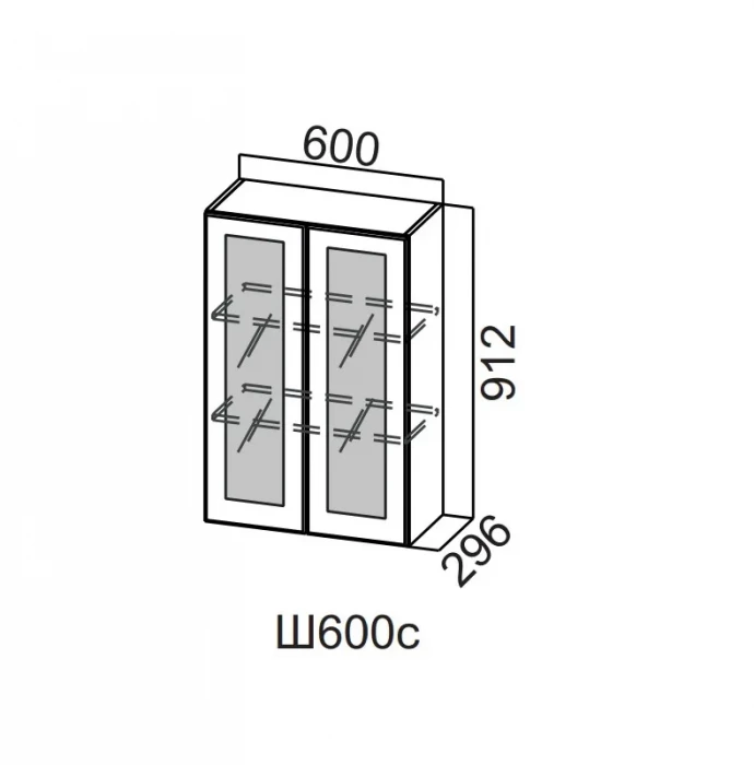 Шкаф навесной 600/912 стекло Грейвуд СВ