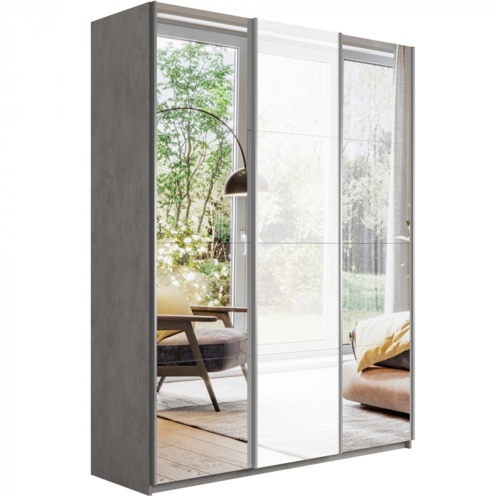 Шкаф-купе Прайм 3-х дв. с 2 зеркалами и стеклом 2100 Е1