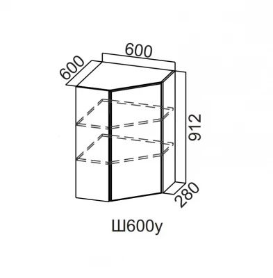 Шкаф навесной 600/912 угловой Грейвуд СВ