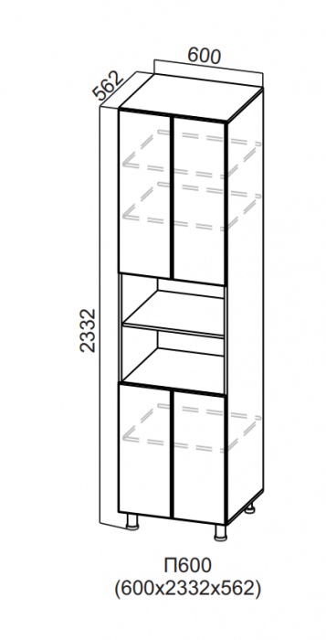 Пенал с нишей 600/2332 Вельвет