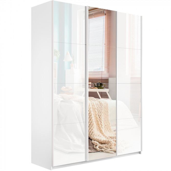 Шкаф-купе Прайм 3-х дв. с 2 стеклами и зеркалом 1800 Е1 