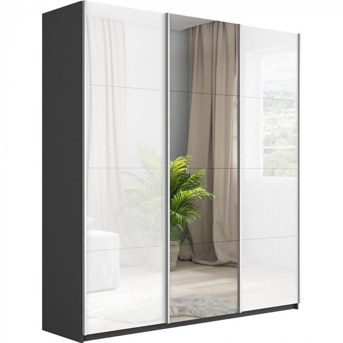 Шкаф-купе Прайм 3-х дв. с 2 стеклами и зеркалом 1800 Е1 