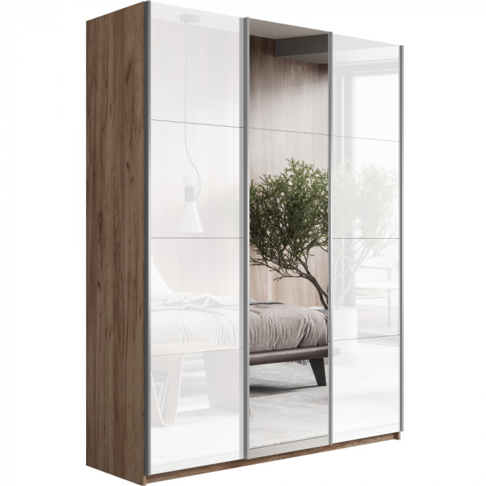 Шкаф-купе Прайм 3-х дв. с 2 стеклами и зеркалом 1800 Е1 