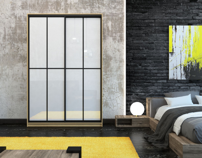 Шкаф-купе Лофт 1600 глубина 470 фасад МДФ белый глянец +