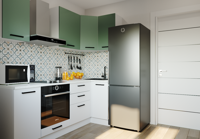 Кухонный гарнитур угловой Муссон-2200х1000 (стол. 26 мм)