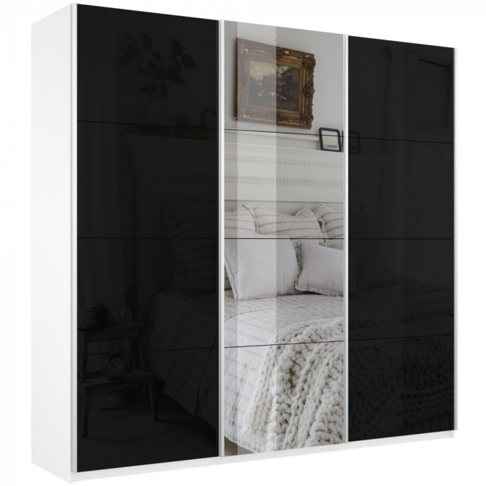 Шкаф-купе Прайм 3-х дв. с 2 стеклами и зеркалом 2100 Е1