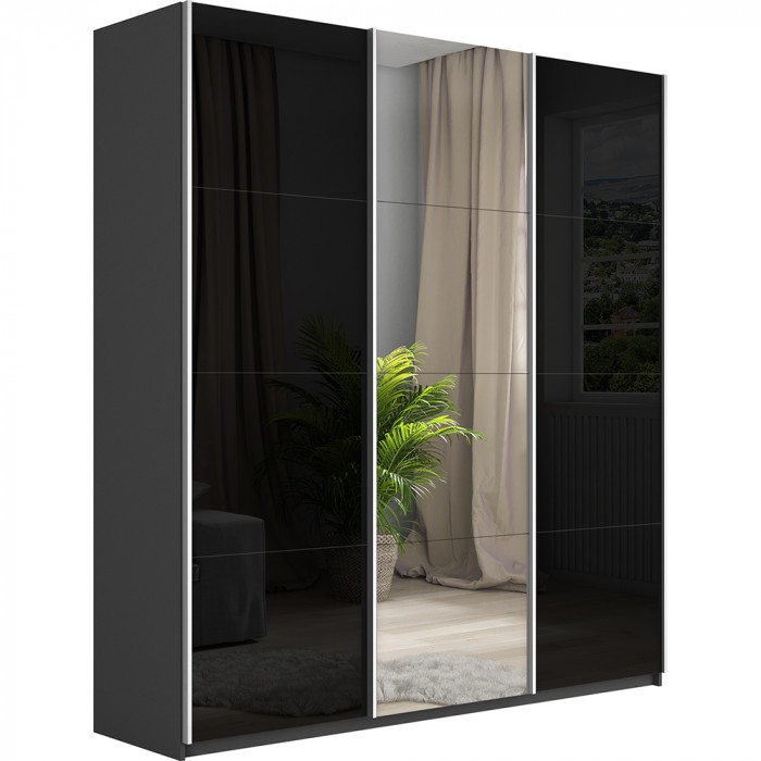 Шкаф-купе Прайм 3-х дв. с 2 стеклами и зеркалом 2100 Е1