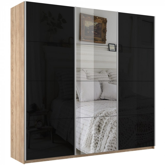 Шкаф-купе Прайм 3-х дв. с 2 стеклами и зеркалом 2100 Е1