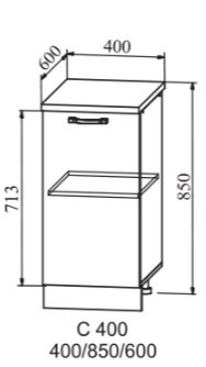 Шкаф нижний 400 Квадро (ДСВ)