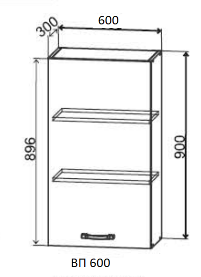 Шкаф верхний 600/900 с 1 створкой Лофт ДСВ