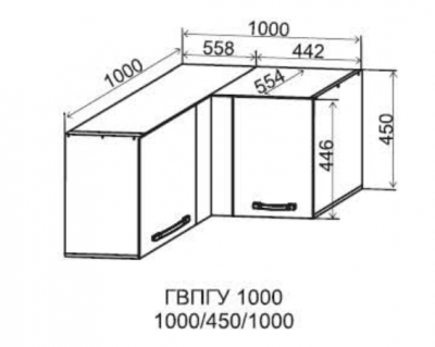 Шкаф верхний горизонтальный угловой 1000/450 Монца