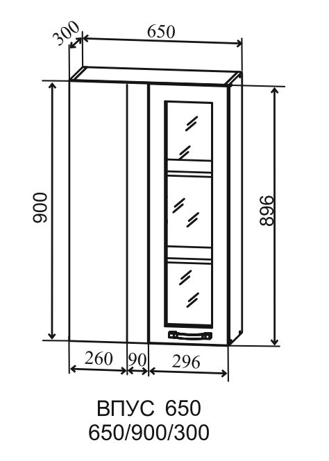 Шкаф верхний 650/900 угловой стекло Лофт ДСВ