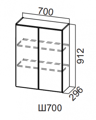 Шкаф навесной 700/912 Вельвет