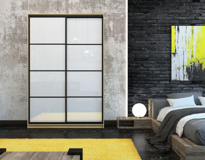 Шкаф-купе Лофт 1600 глубина 470 фасад МДФ белый глянец 3г