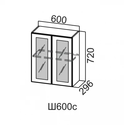 Шкаф навесной 600/720 стекло Грейвуд СВ