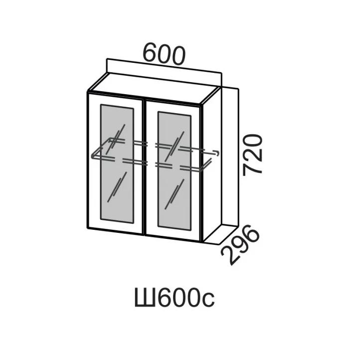Шкаф навесной 600/720 стекло Грейвуд СВ