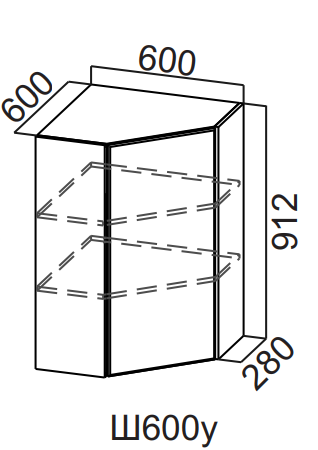 Шкаф навесной 600/912 угловой Вельвет