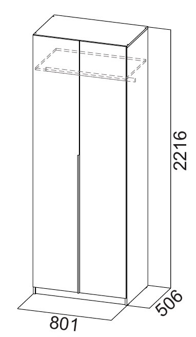 Шкаф 2-х створчатый 800 ШК-5 (без полок и ящиков)