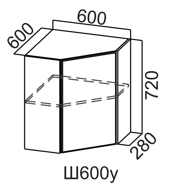 Шкаф навесной 600/720 угловой Грейвуд СВ