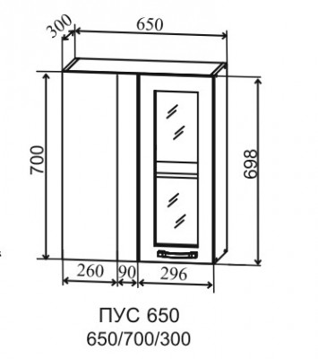 Шкаф верхний 650 угловой стекло Лофт ДСВ