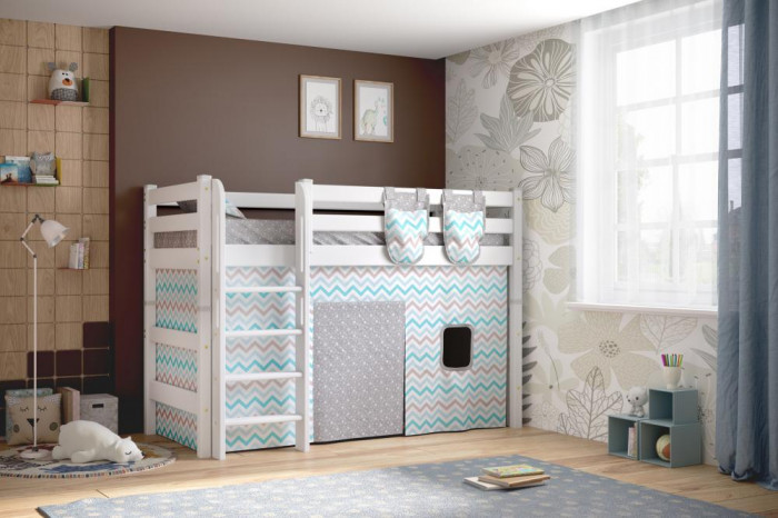 Полувысокая кровать Соня с прямой лестницей вариант 5