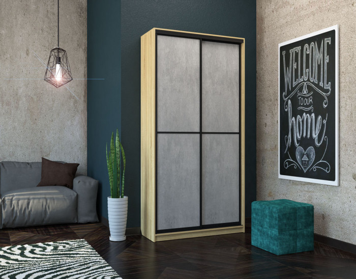 Шкаф-купе Лофт 1200 фасад МДФ бетон +