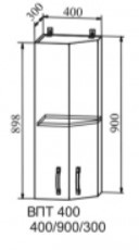 Шкаф верхний 400/900 торцевой угловой высокий Ройс
