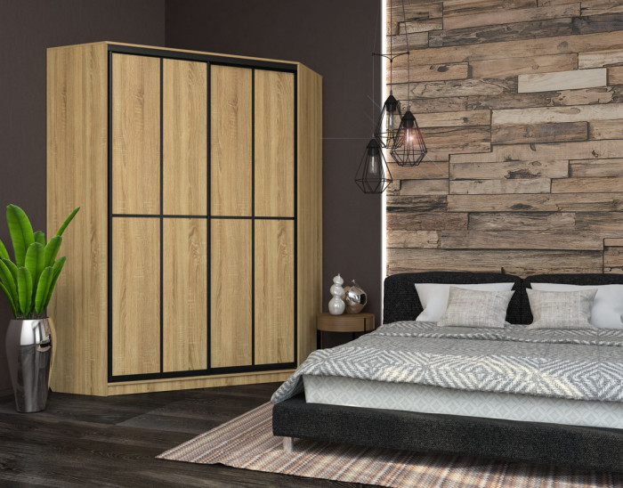 Угловой шкаф-купе Лофт фасад ЛДСП+